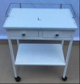 START-OVER MEDICAL COCHE DE CURACIONES DE 2 CAJONES CON TABLERO SUPERIOR ENCHAPADO EN FORMICA COLOR BLANCO Y MARFIL 